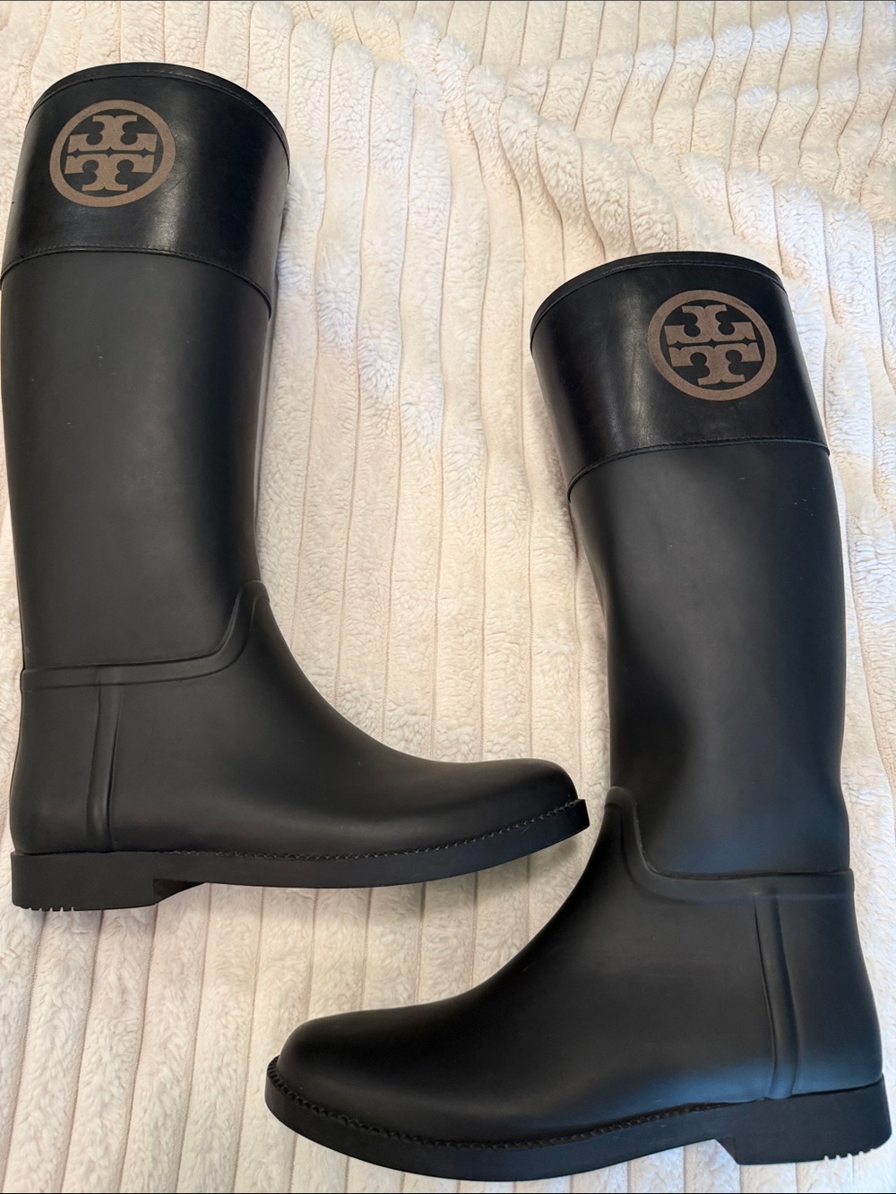 Tory Burch Women Tall Rain Boots Size 10 Black